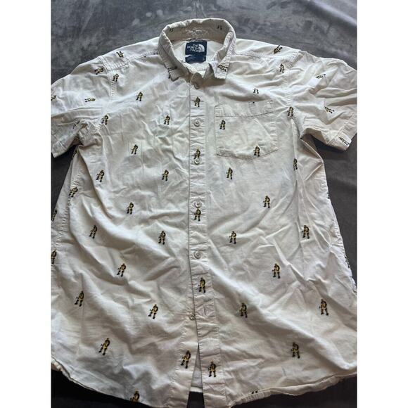 North Face Shirt Mens Button Up Short Sleeve M/M Hockey pattern - Picture 1 of 5